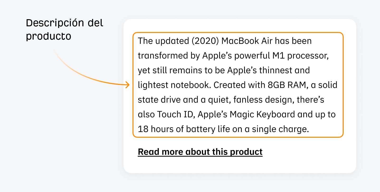 Ejemplo de descripción de producto.