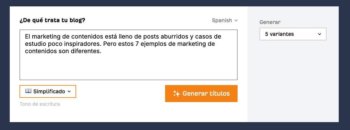 Generador de títulos gratuitos de Ahrefs