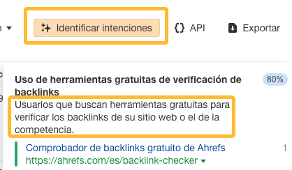 Usa el botón "identificar intenciones", para entender qué buscan los usuarios con IA