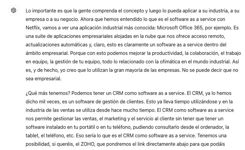 ChatGPT da un formato adecuado a una transcripción