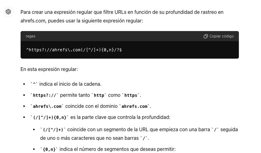 Filtro para consultas regex con chatgpt