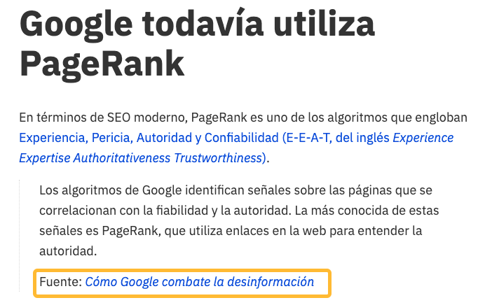 Ejemplo de cita en un post de Ahrefs