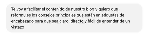 Pidiendo a ChatGPT que reformule el contenido de nuestro blog