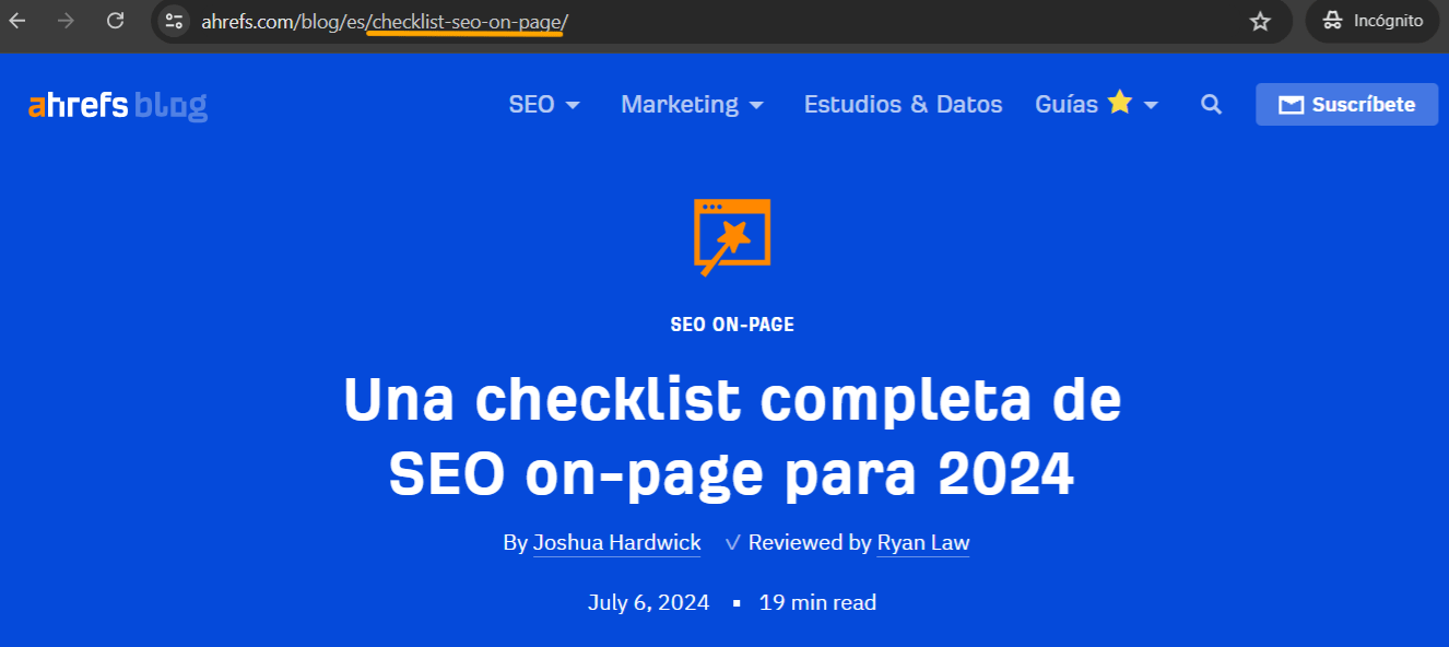 Usar la palabra clave objetivo en la URL es siempre una buena idea