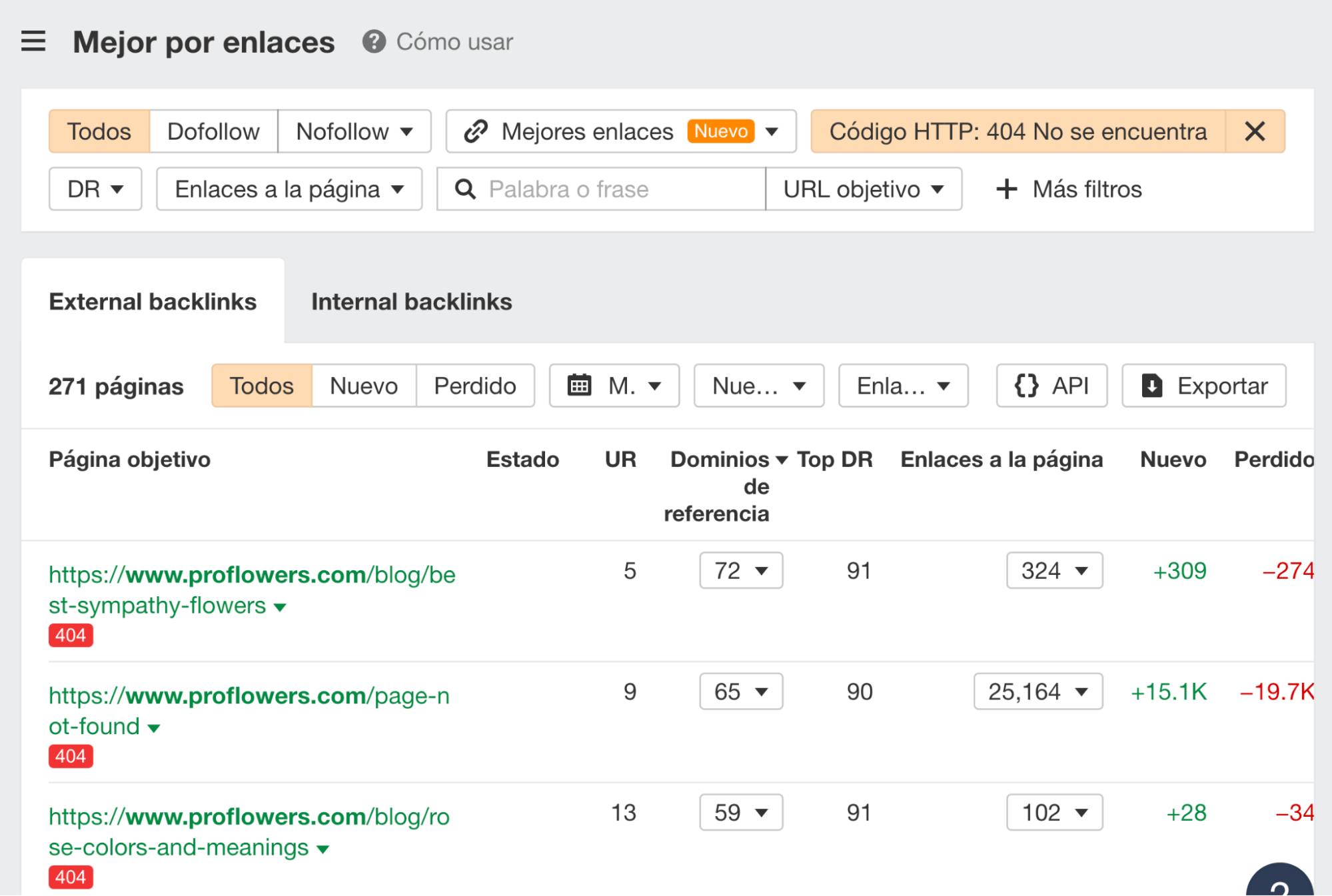 Informe Mejor por enlaces de Site Explorer de Ahrefs.