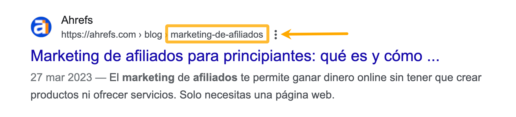 Ejemplo de estructura lógica en las SERP.