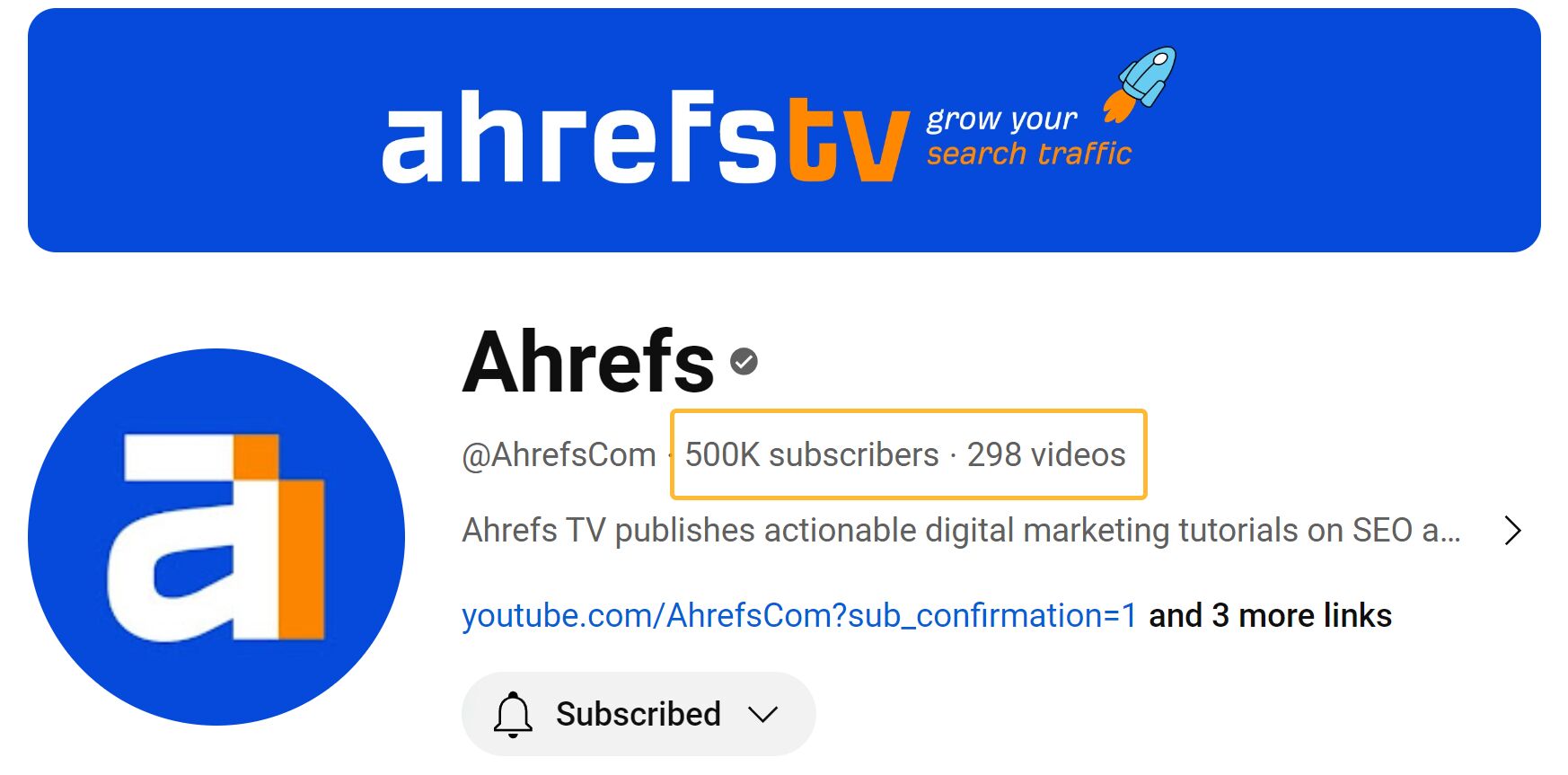 Canal de YouTube de Ahrefs.