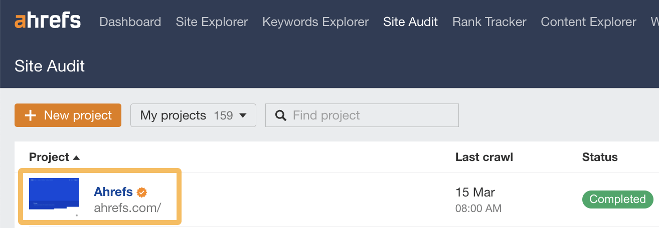 Site Audit de Ahrefs.