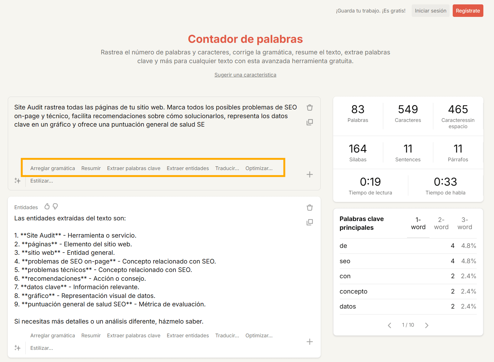 Contador de palabras gratuito