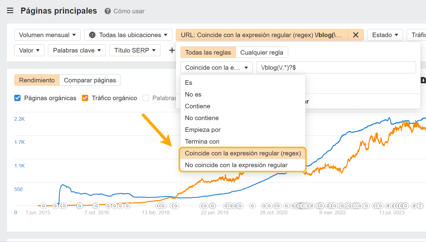 Nueva función filtro Regex