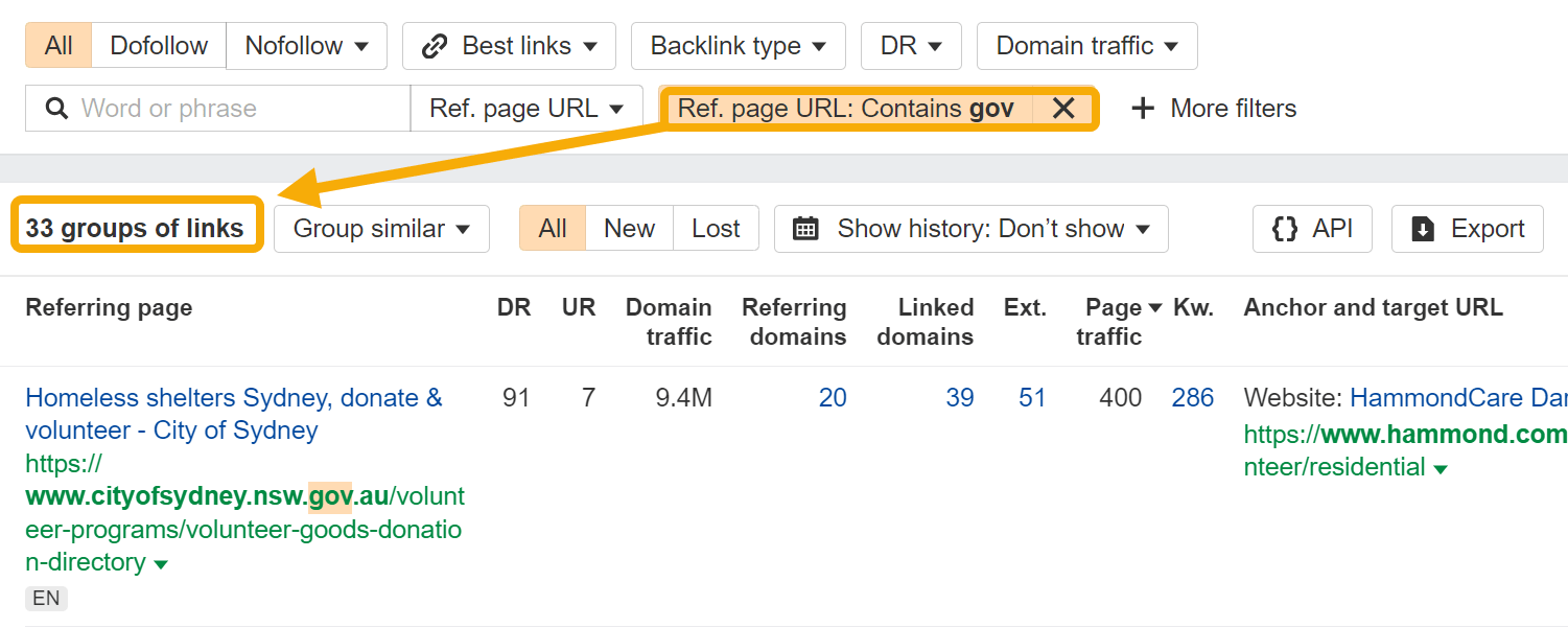 Búsqueda de backlinks a través de Site Explorer de Ahrefs.