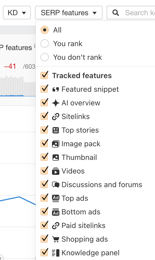 Filtros para AI Overviews.