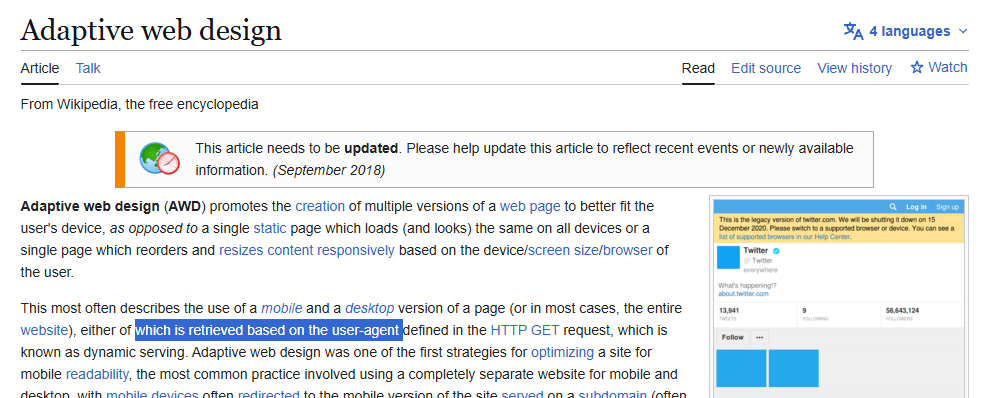 Definición de adaptive en la wikipedia inglesa