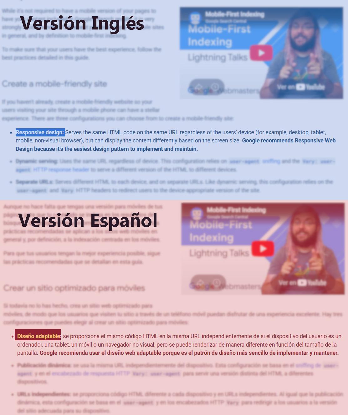Documentación de Google con traducción con lugar a mala interpretación