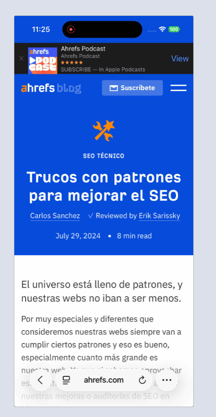 Prueba de visualización de web con un Iphone usando saucelabs