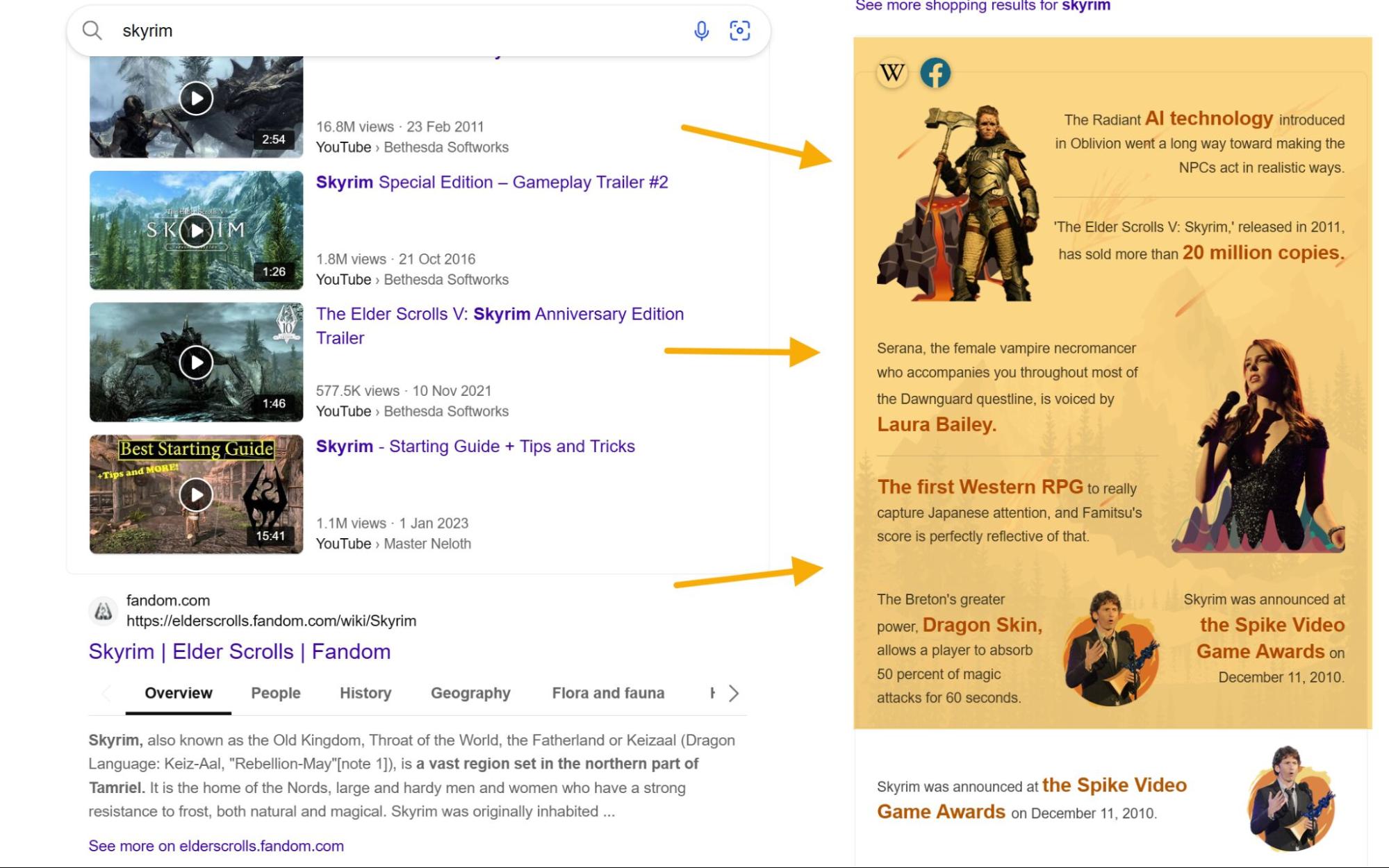 Búsqueda de Skyrim en Bing AI Search