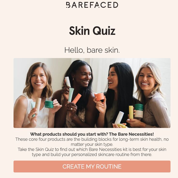 Cuestionario sobre la piel de Barefaced.