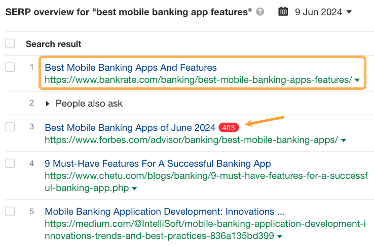 Resultados de las SERP para la palabra clave "best mobile banking app features".