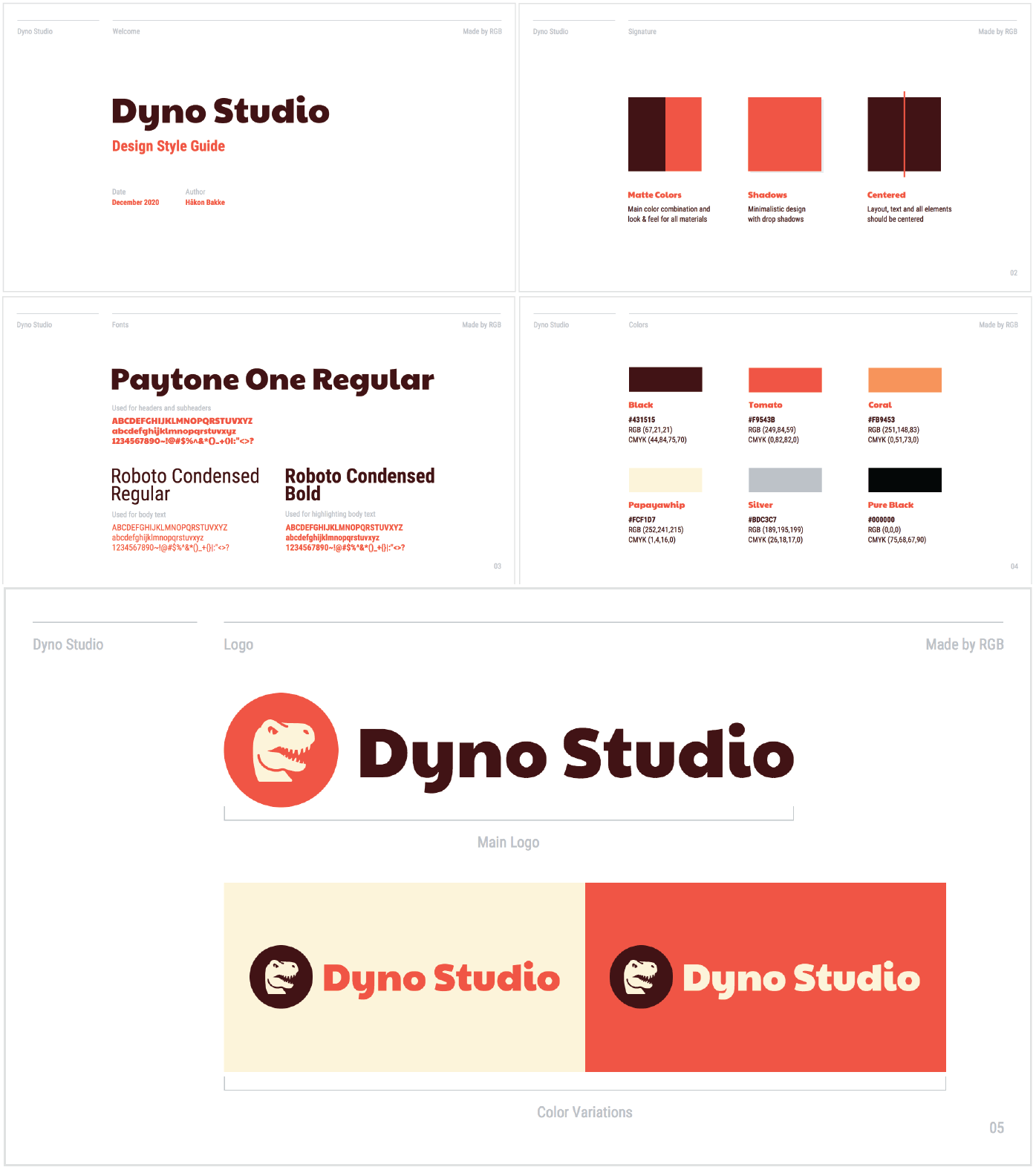 Directrices de estilo de marca Dyno Studio.