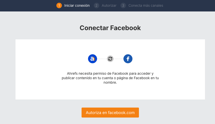 Autorización de conexión en Facebook