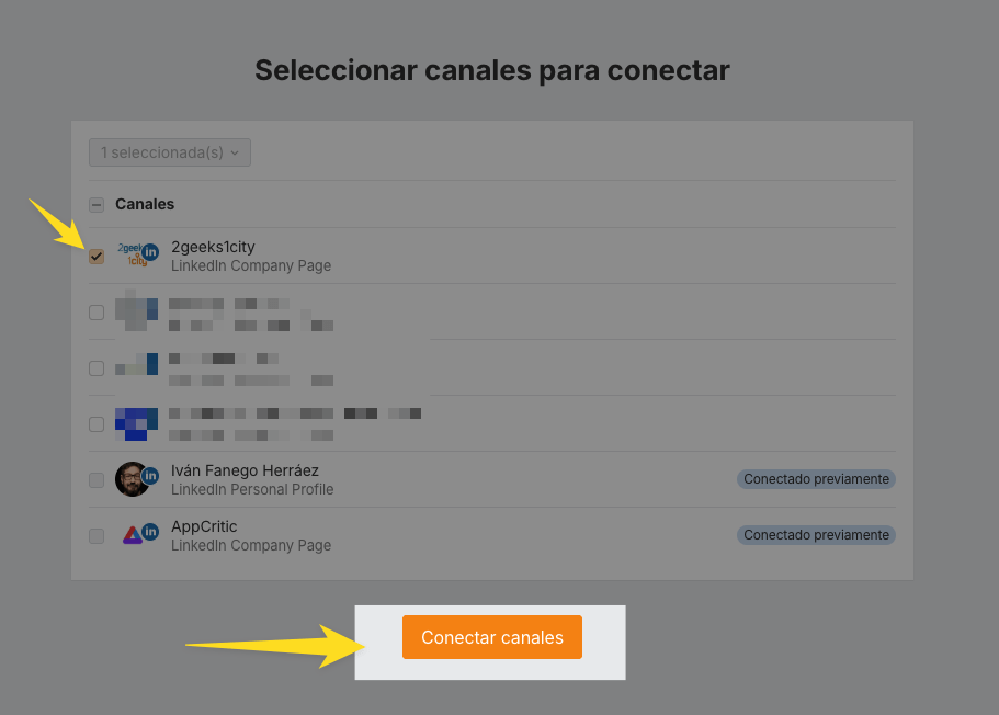 Conexión de páginas y perfil personal de LinkedIn