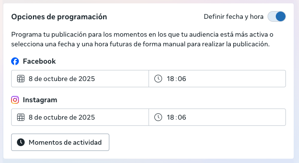 Programando una publicación en Facebook con Meta Business Suite