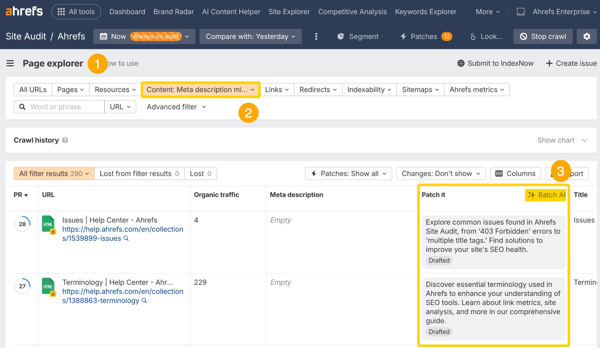 Aplicando un parche SEO en Site Audit