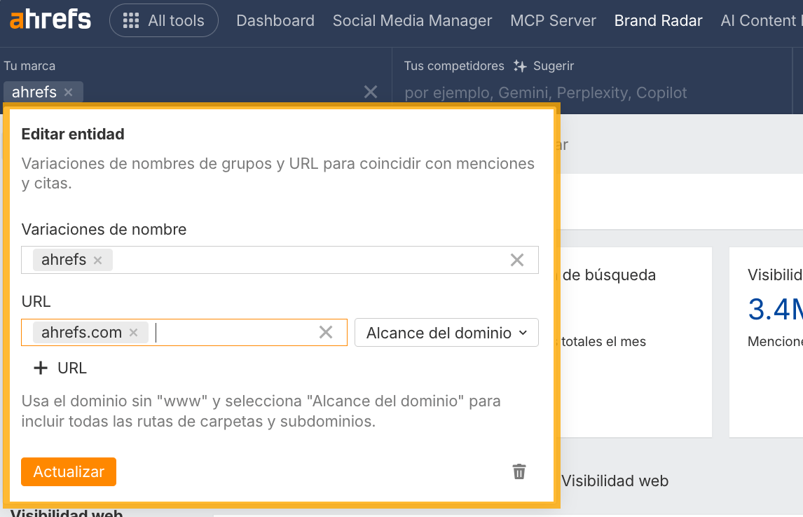 mejora entidades brand radar 