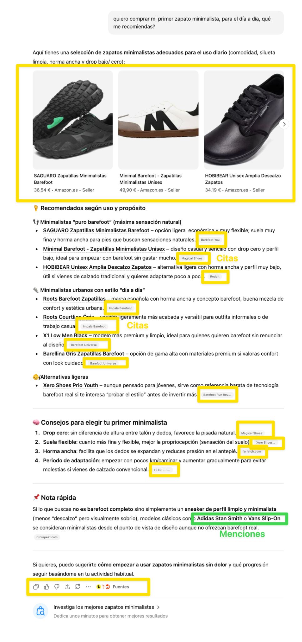 Ejemplo de duda comercial en ChatGPT