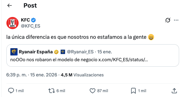 KFC se burla de Ryanair