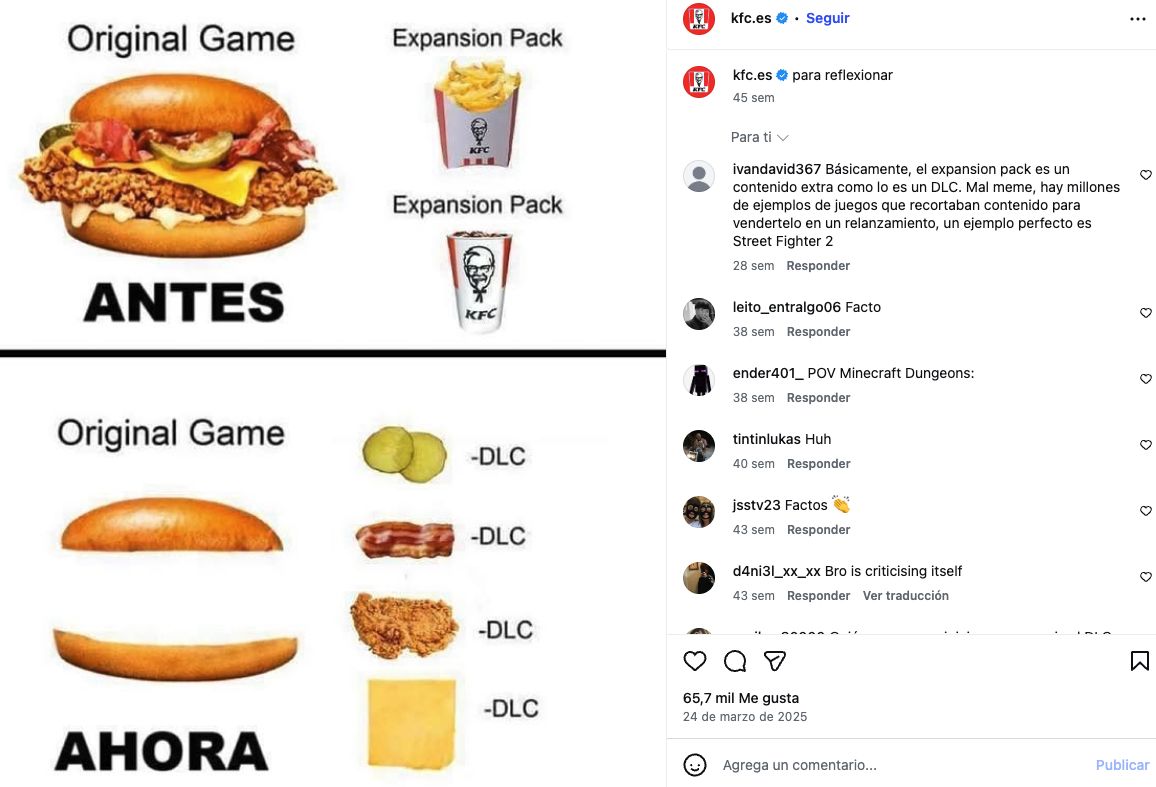 KFC se busla de los videojuegos y DLC
