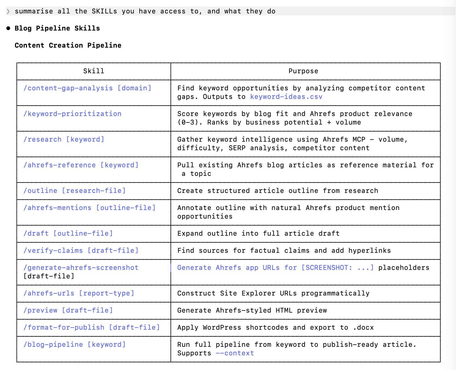 Captura de pantalla de archivos SKILL de código para Claude.