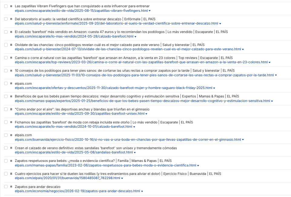 Páginas de El País citadas en ChatGPT sobre el Calzado Minimalista