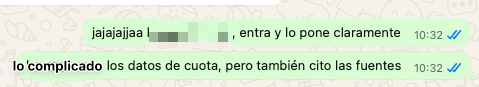 Captura de WhatsApp con duda