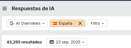 Respuestas de IA en Brand Radar
