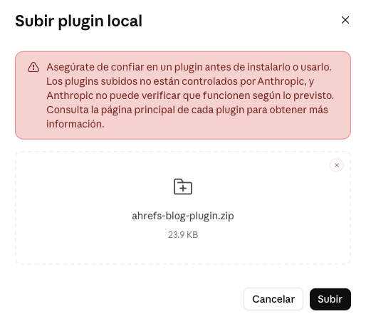 Subiendo el plugin a Claude
