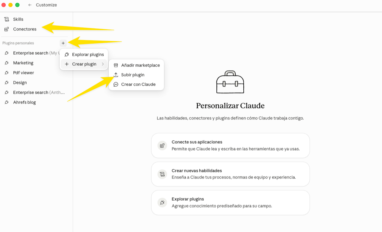Subir plugins a Claude