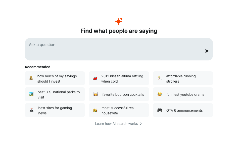 Búsqueda en la funcionalidad de Reddit Answers para recopilar información y lenguaje directo de la audiencia