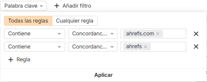 Informe de Palabras clave orgánicas en Site Explorer de Ahrefs filtrado para mostrar publicaciones de Reddit posicionando por el nombre de marca