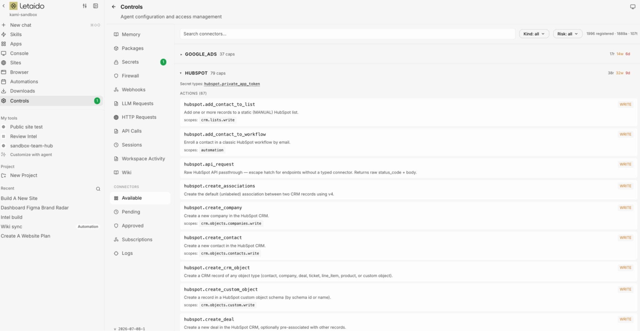 Lista de conectores de Letaido