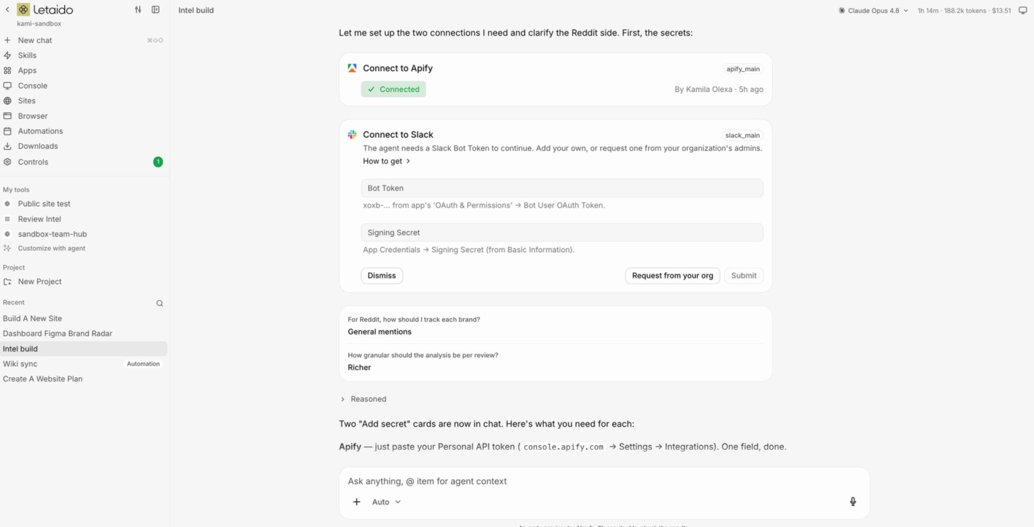 Vista previa de integraciones en el chat de Letaido