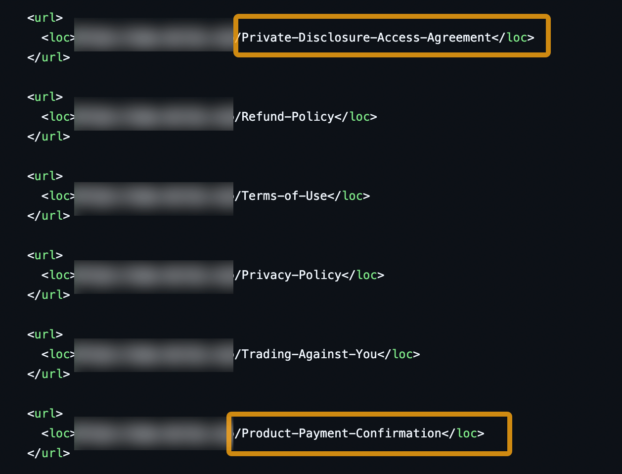 Captura de pantalla de código que muestra conflictos en el archivo robots.txt y sitemaps