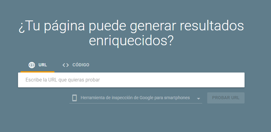 Captura de pantalla de la herramienta de prueba de resultados enriquecidos de Google