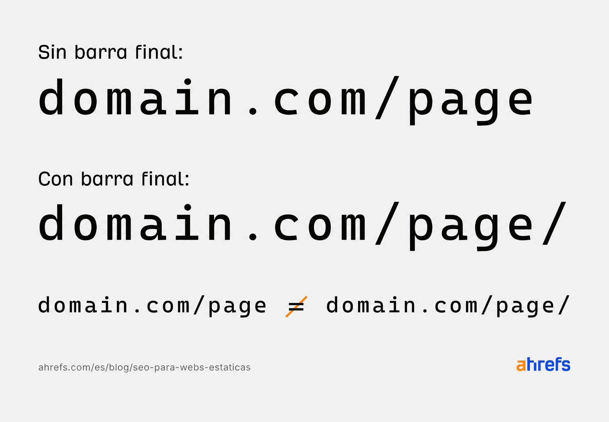 Ilustración gráfica de un conflicto de URL con la barra diagonal al final