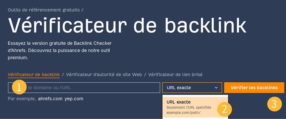 Outil gratuit de vérificateur de backlinks d'Ahrefs
