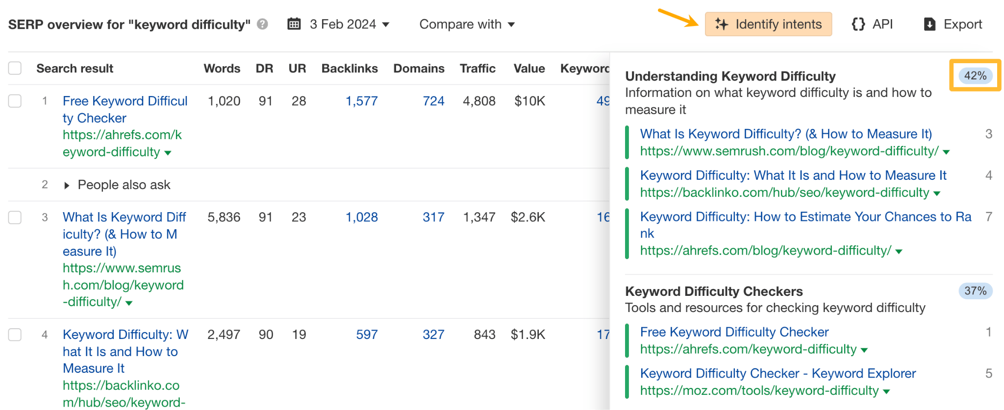 Analyser les intentions de recherche sur Ahrefs AI.