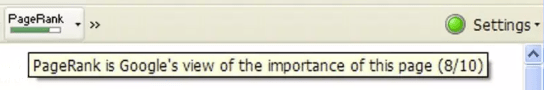 PageRank 8/10 dans l'ancienne barre d'outils de Google