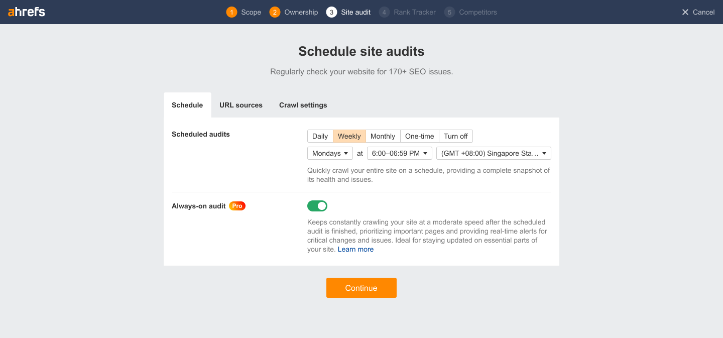 Always-on Audit (AOA) d'Ahrefs