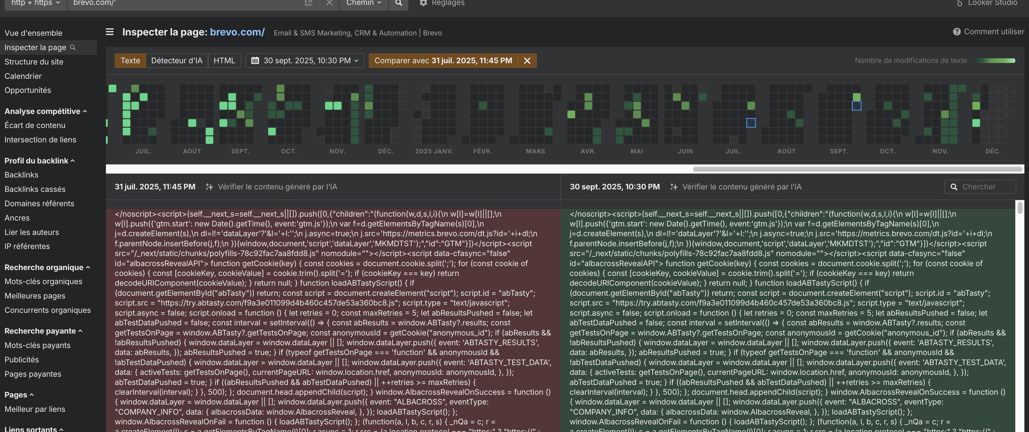 comparaison pages suite mise a jour contenu perte trafic ahrefs