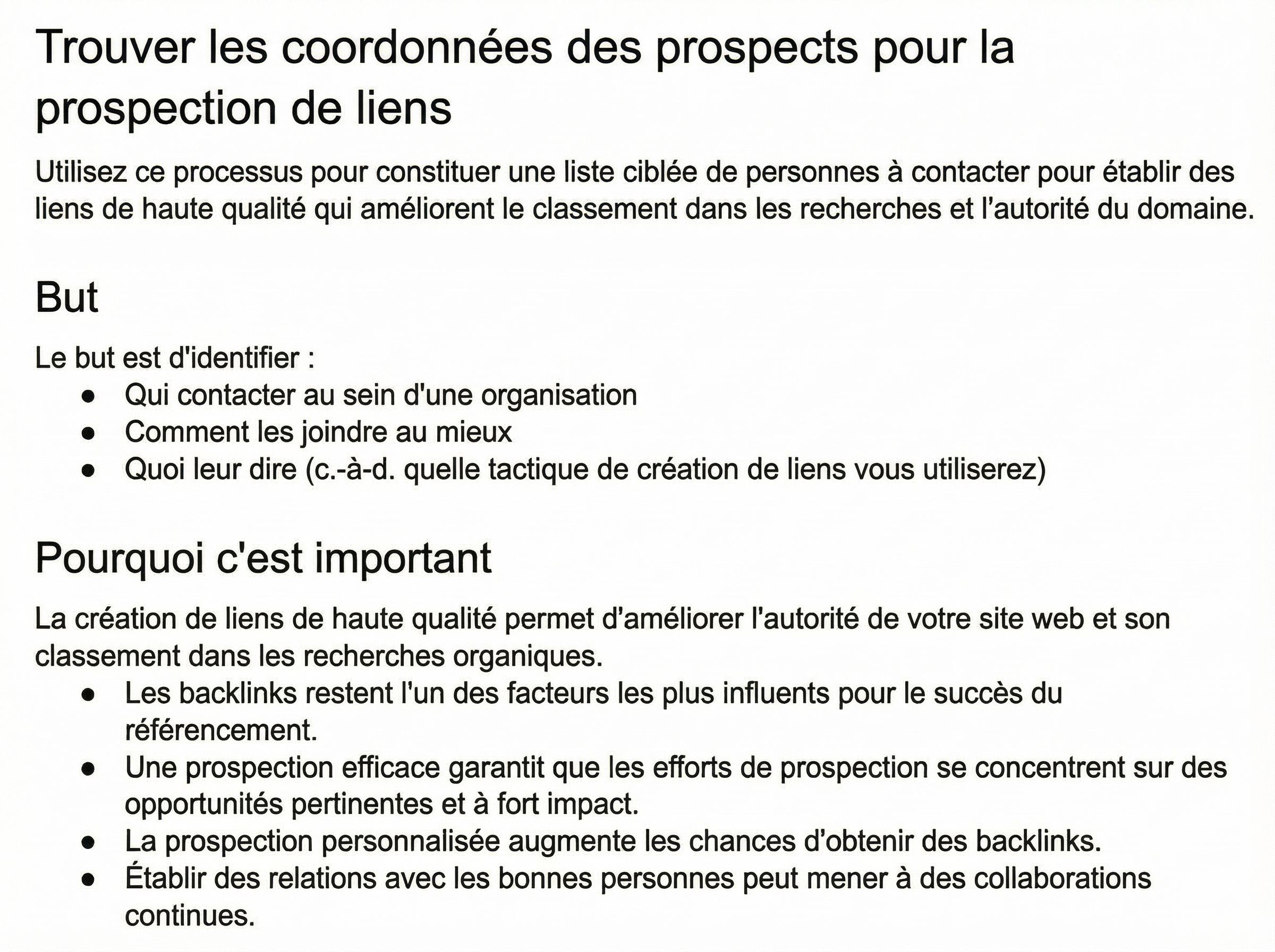 Modèle de prospection de liens et procédure de netlinking 